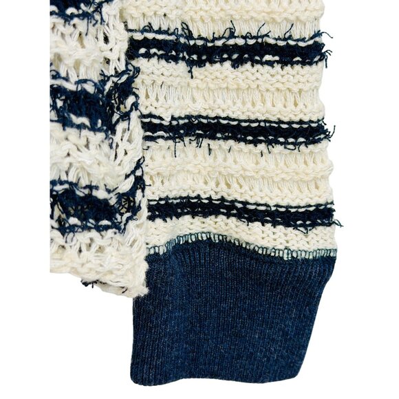 NWT Free People Navy White Striped Soft Knit Lace Up Sweater | Coastal Boho Prep - Picture 13 of 16
